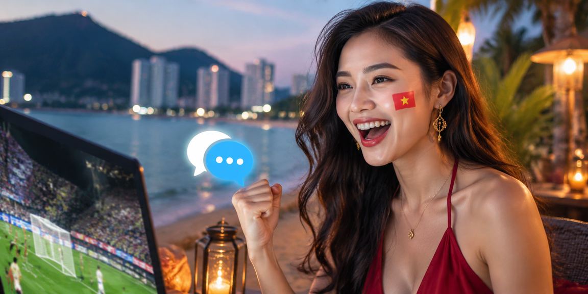 Người dùng Côn Đảo theo dõi kèo esports trên bãi biển qua 11labs