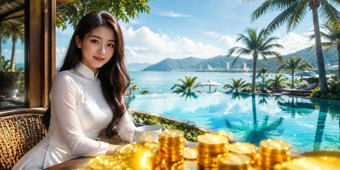 Người phụ nữ mặc áo dài tại Đà Nẵng xem kết quả xổ số và phân tích cá cược